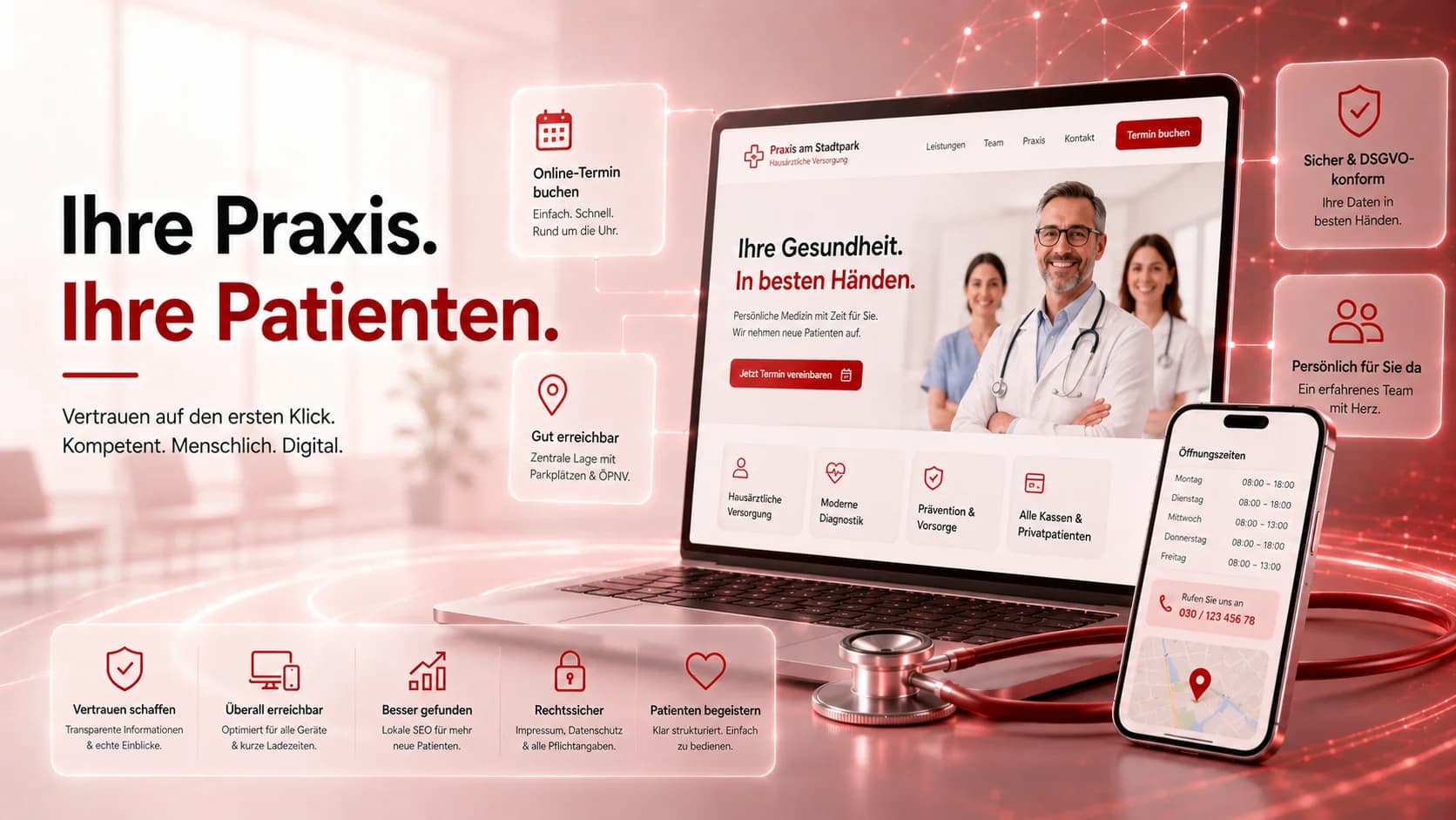 Website für Arztpraxis: Was Patienten erwarten — und was Ihre Praxis wirklich braucht
