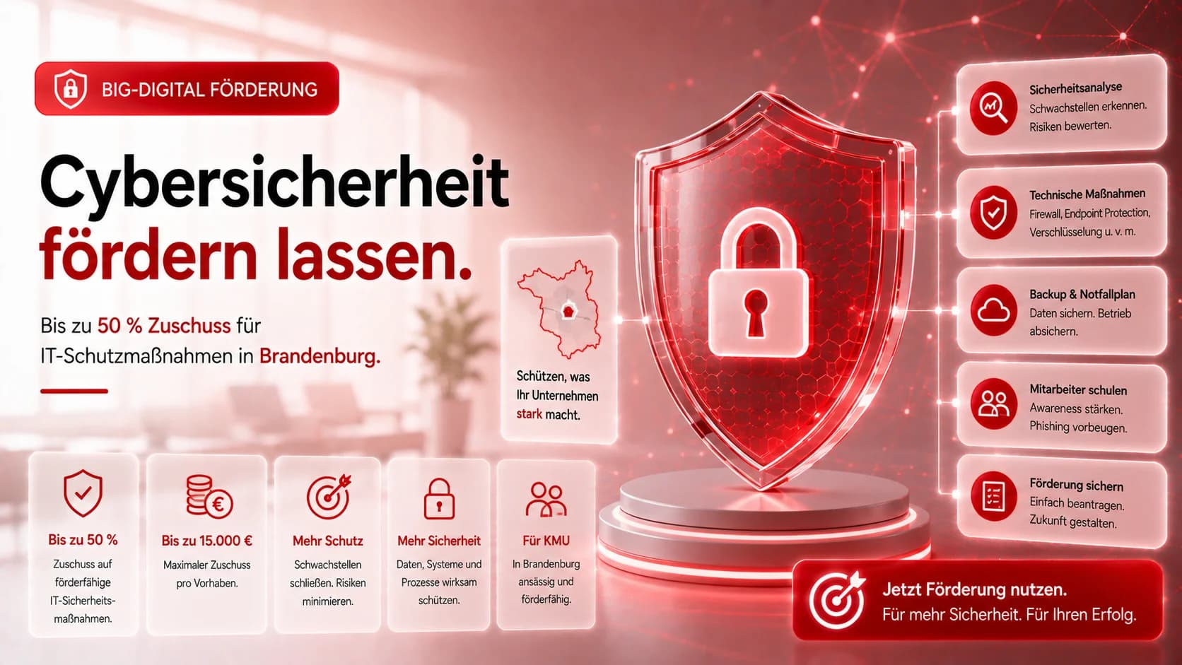BIG-Digital Cybersicherheit Förderung: Bis zu 50 % Zuschuss für IT-Schutzmaßnahmen in Brandenburg