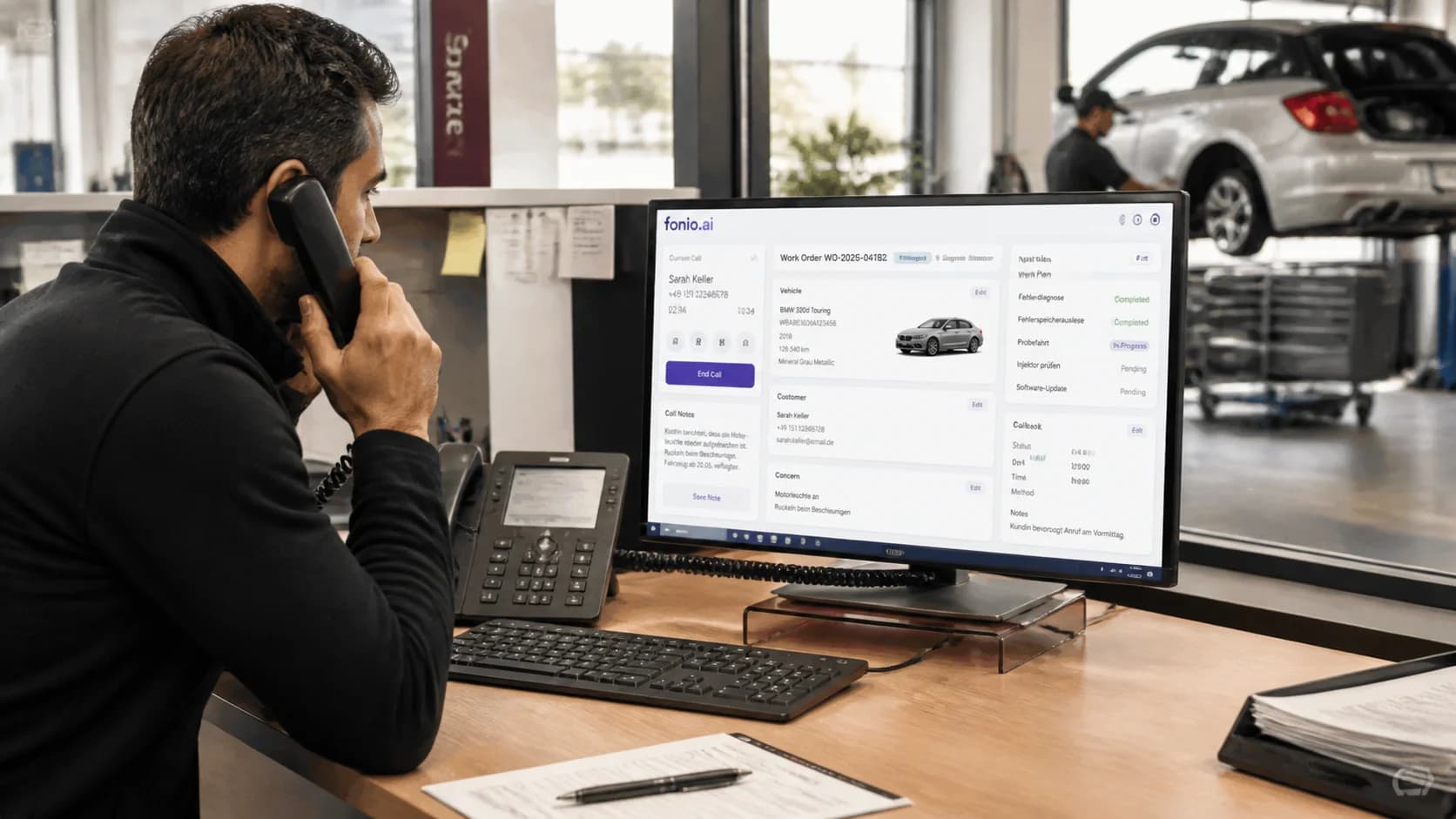 Fonio mit Autohaus-DMS verbinden: Fahrzeug, Auftrag und Rückruf richtig zuordnen