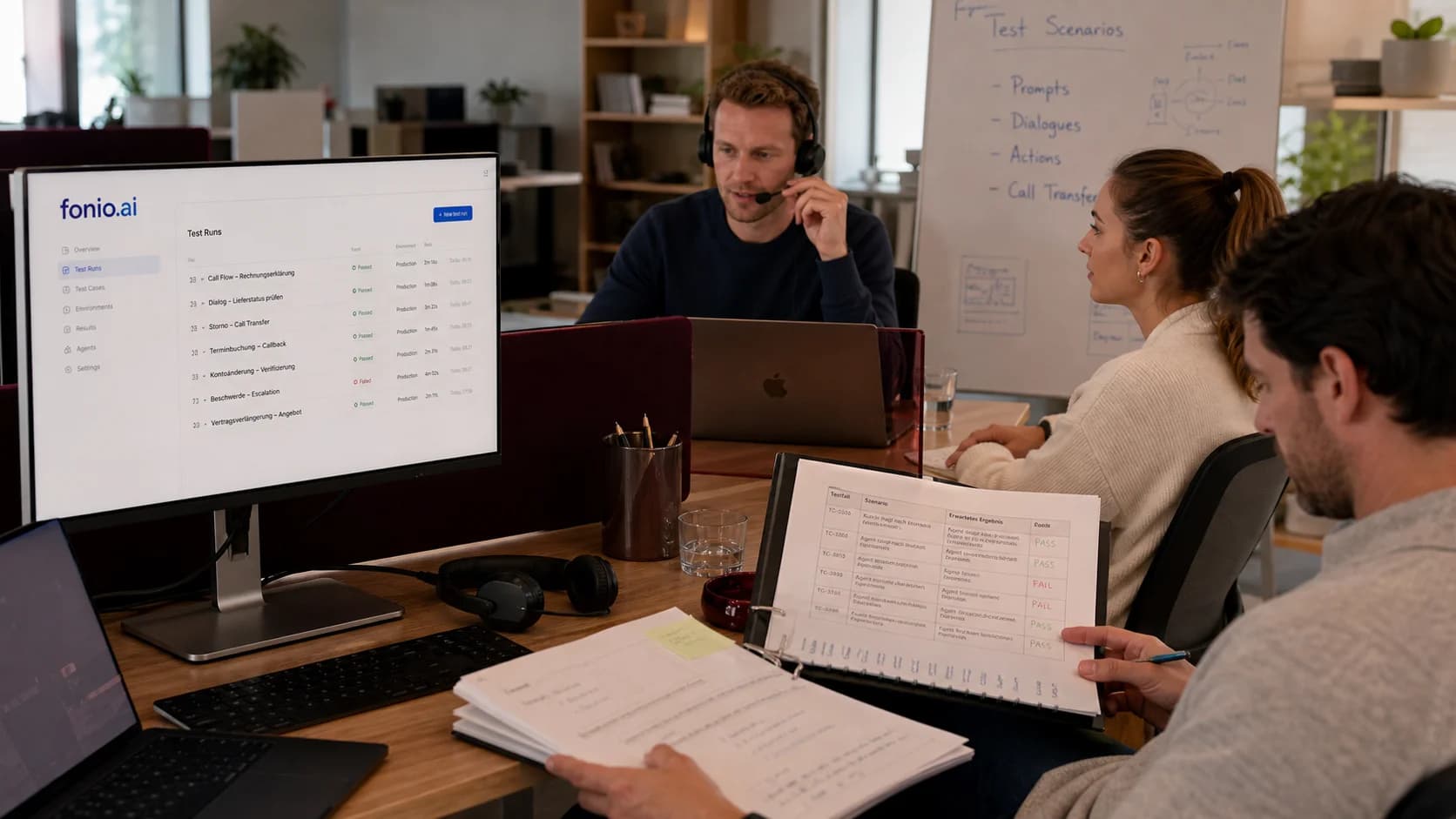 Fonio Prompt testen: Regressionstests für Dialoge, Aktionen und Übergaben automatisieren