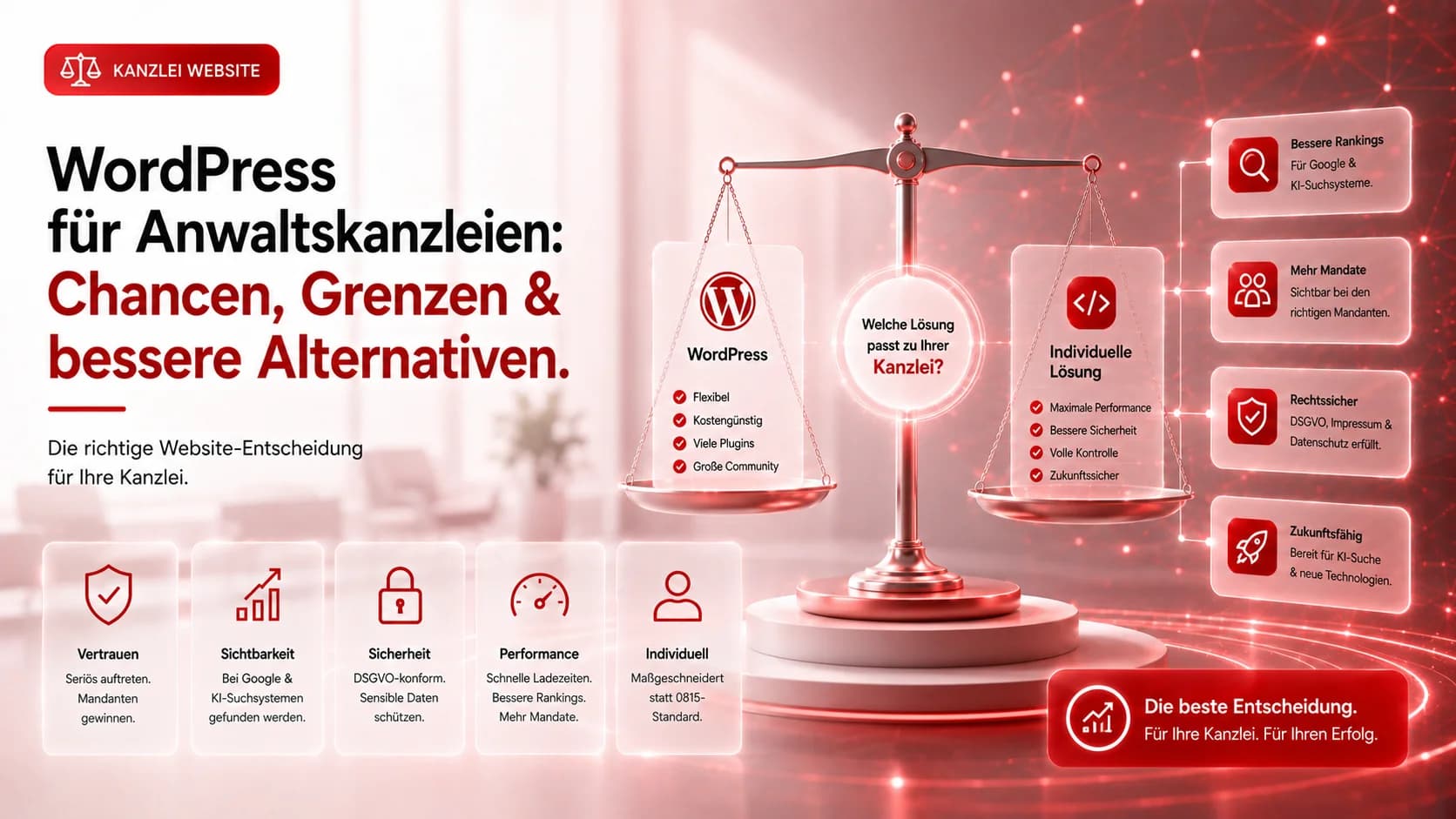 WordPress für Anwaltskanzleien: Chancen, Grenzen und bessere Alternativen