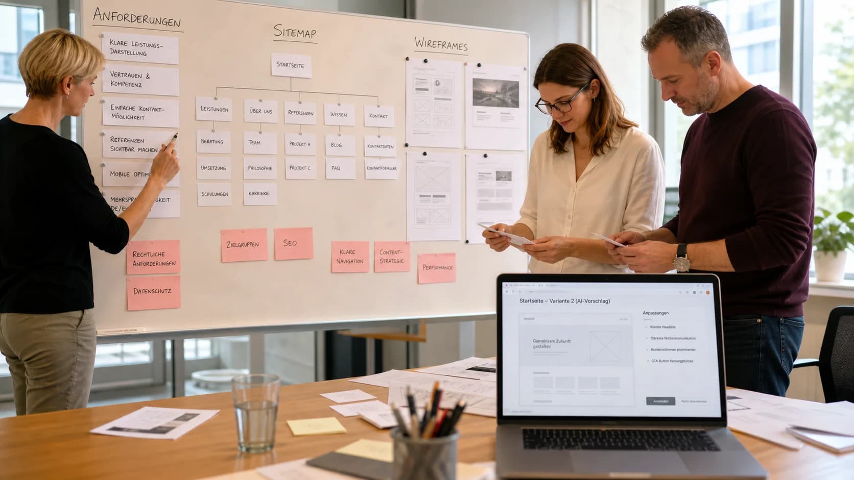 KI-gestützte Website-Planung: Anforderungen, Sitemap und Wireframes kontrolliert erstellen