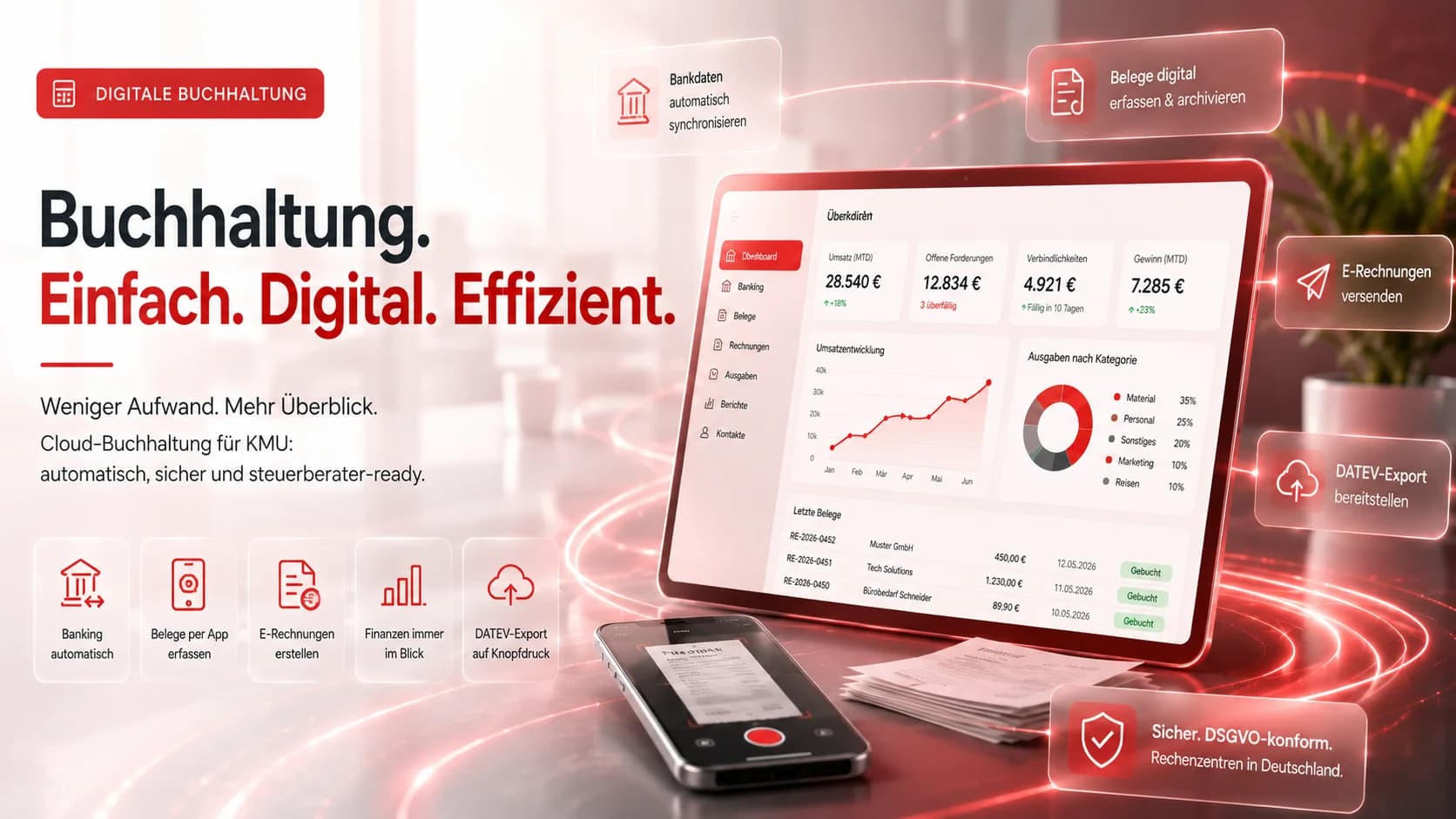Digitale Buchhaltung für KMU: Lexoffice, sevDesk und DATEV im Vergleich
